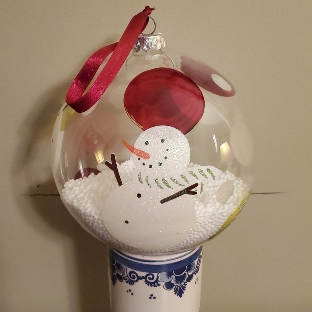 Large Glass Handpainted Snowman Ornament